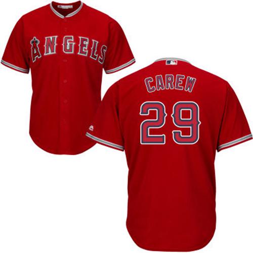 Angels #29 Rod Carew Red Cool Base Stitched Youth MLB Jersey - Click Image to Close
